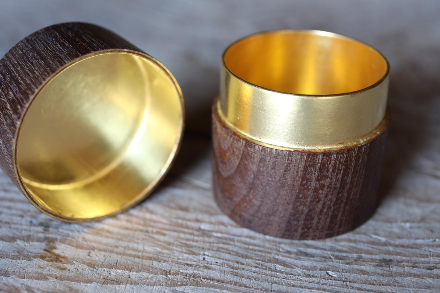 Honkuwa Nakatsugi Tea Caddy - Vintage Japanese Matcha Container with Gold Interior