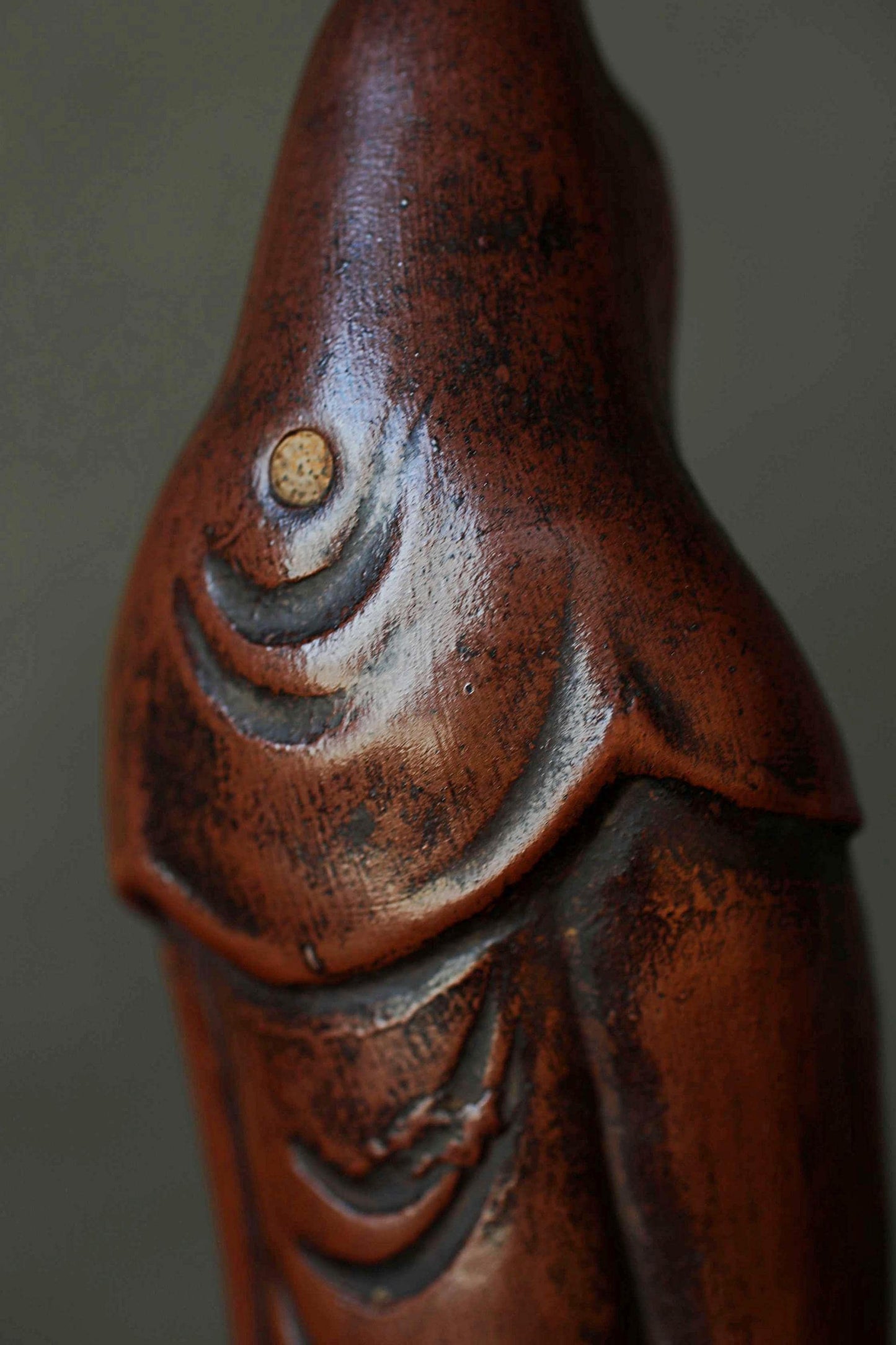 Antique Bizen Kannon Statue – 1920s Unglazed Stoneware Buddhist Figurine