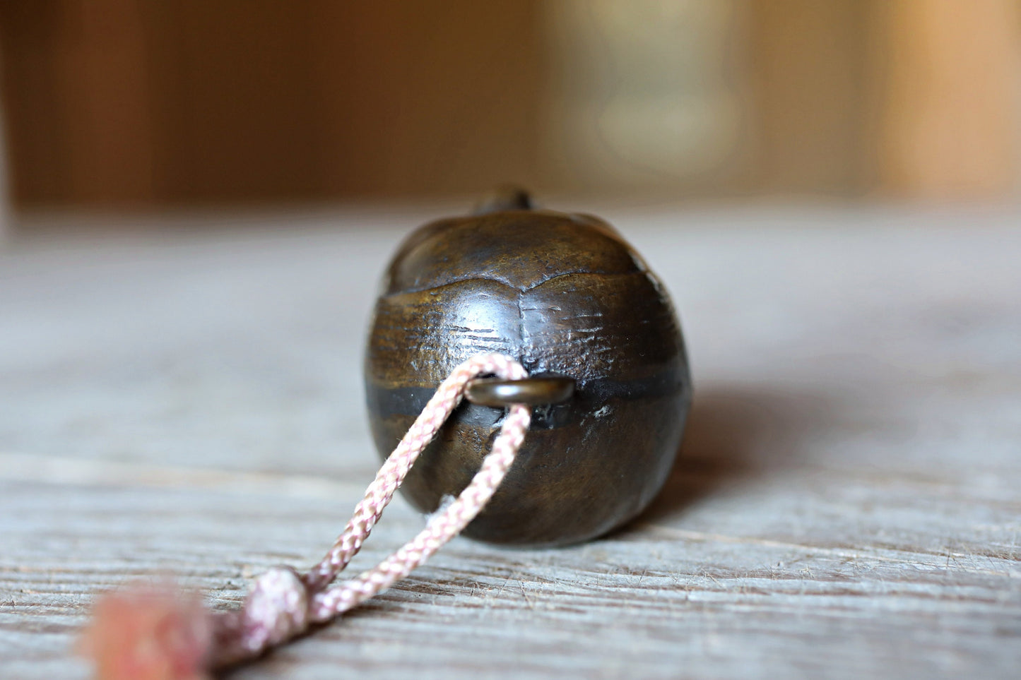 Vintage Bronze Bell - Japanese Noh Mask Koomote Ornament Paperweight 3in