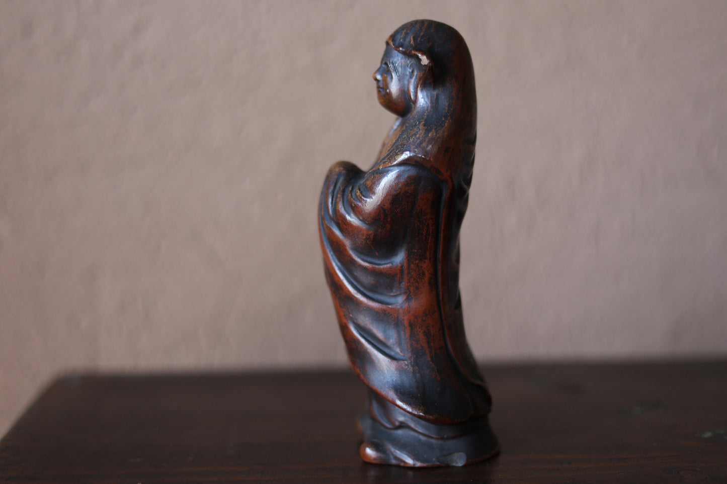 Bizen Daruma Statue - Vintage Japanese Pottery Zen Monk Ceramic Sculpture 1950s