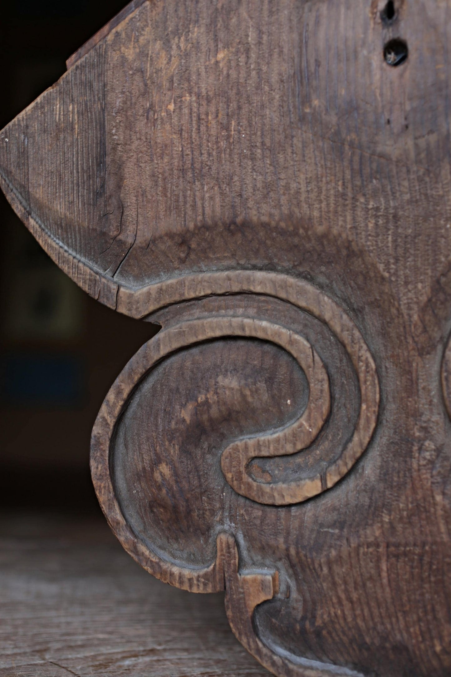 Antique Japanese Wood Carving - Wooden Cloud Pedestal | Buddhist Temple Art Sculpture