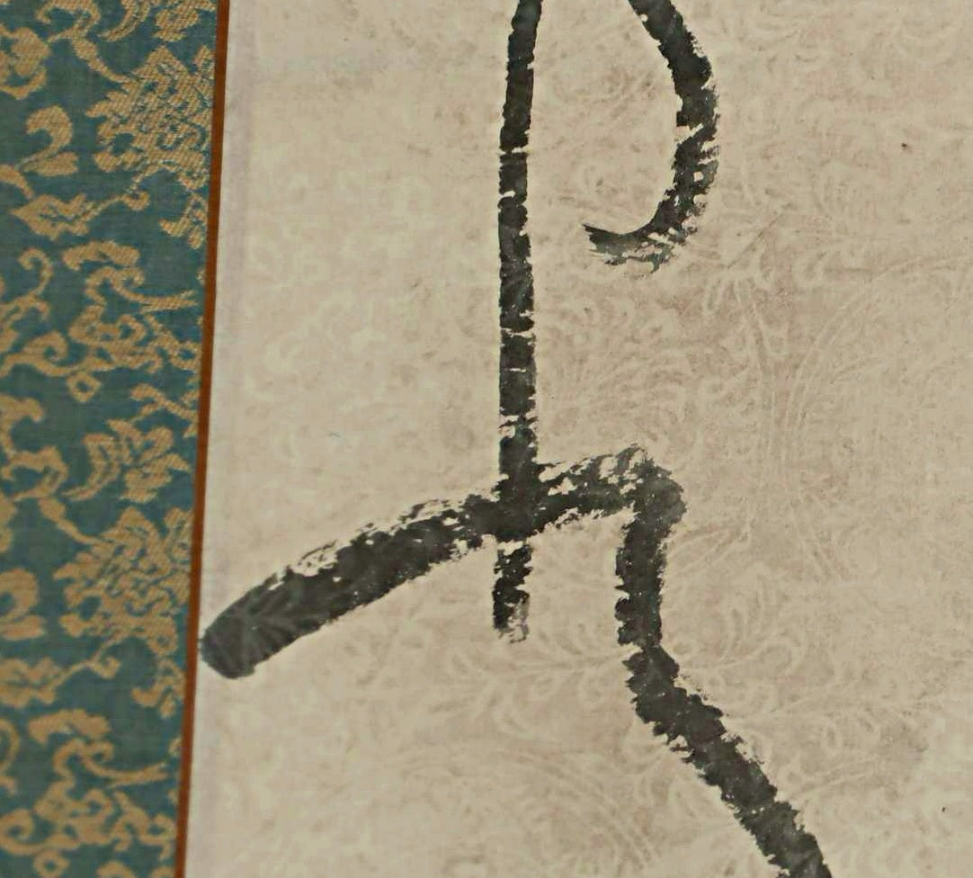 a close-up view of a black line or stroke on a light-colored background.