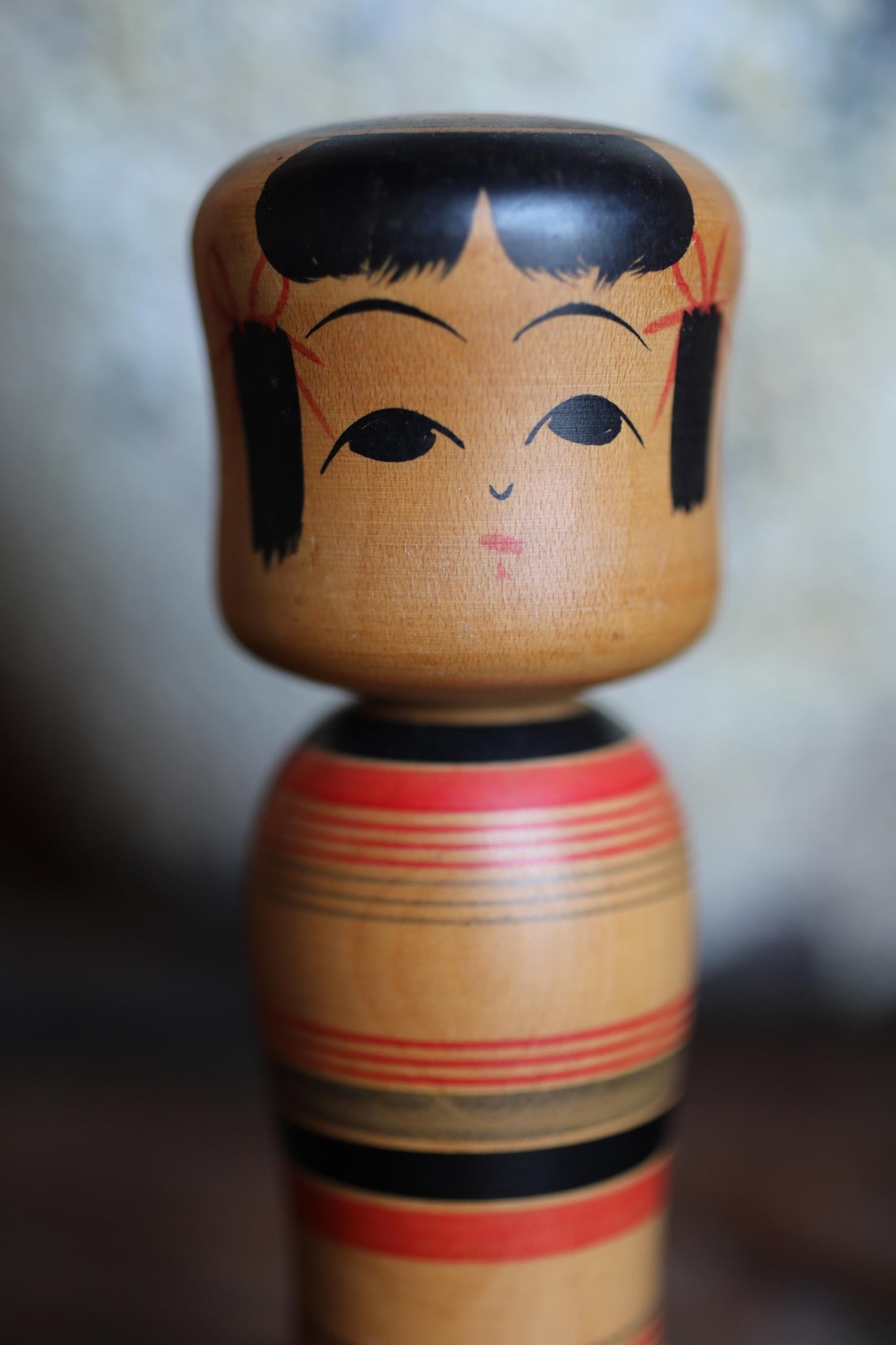 Japanese Vintage Wooden Doll – Traditional Kokeshi Figurine With Cute Tilted Head