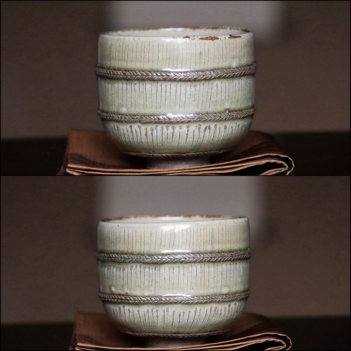 Antique Kiseto Matcha Bowl - Japanese Tea Bowl Signed Chawan with Wooden Box Gift