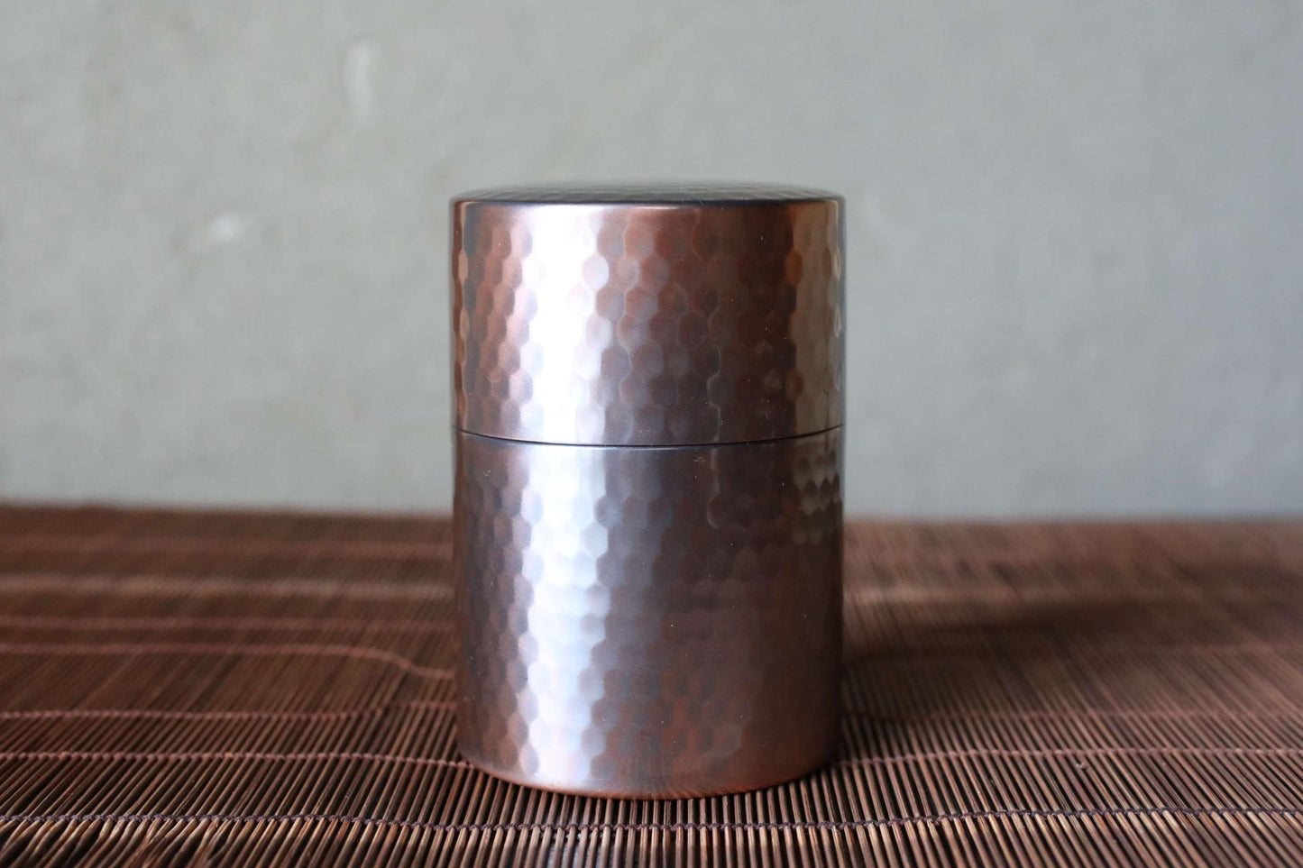 Hammered Copper Tea Caddy - Japanese Vintage Double Lid Artisan Storage Container