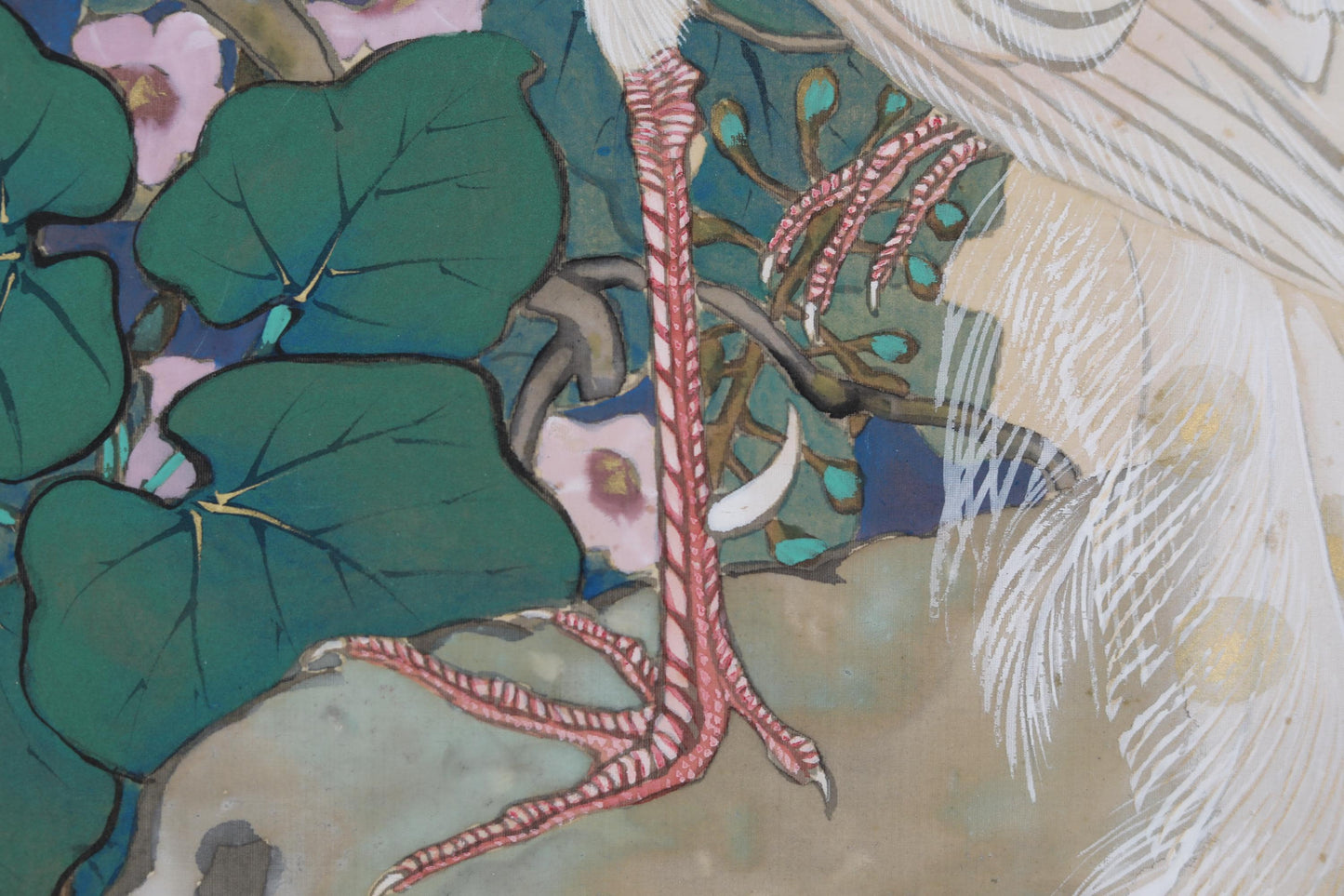 Japanese Antique Scroll Painting - Signed Kakejiku Artwork with Phoenix on Paulownia Silk Mounted Scroll