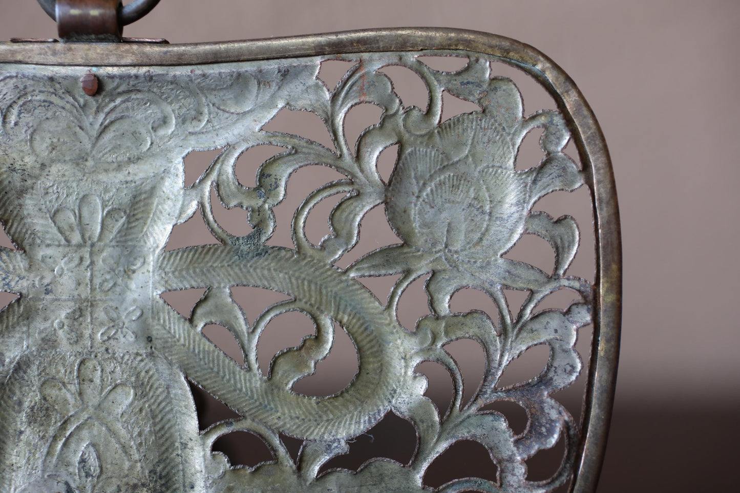 Japanese Antique Keman - Brass Hanging Art | Lotus Arabesque Design, Buddhist Temple Decor