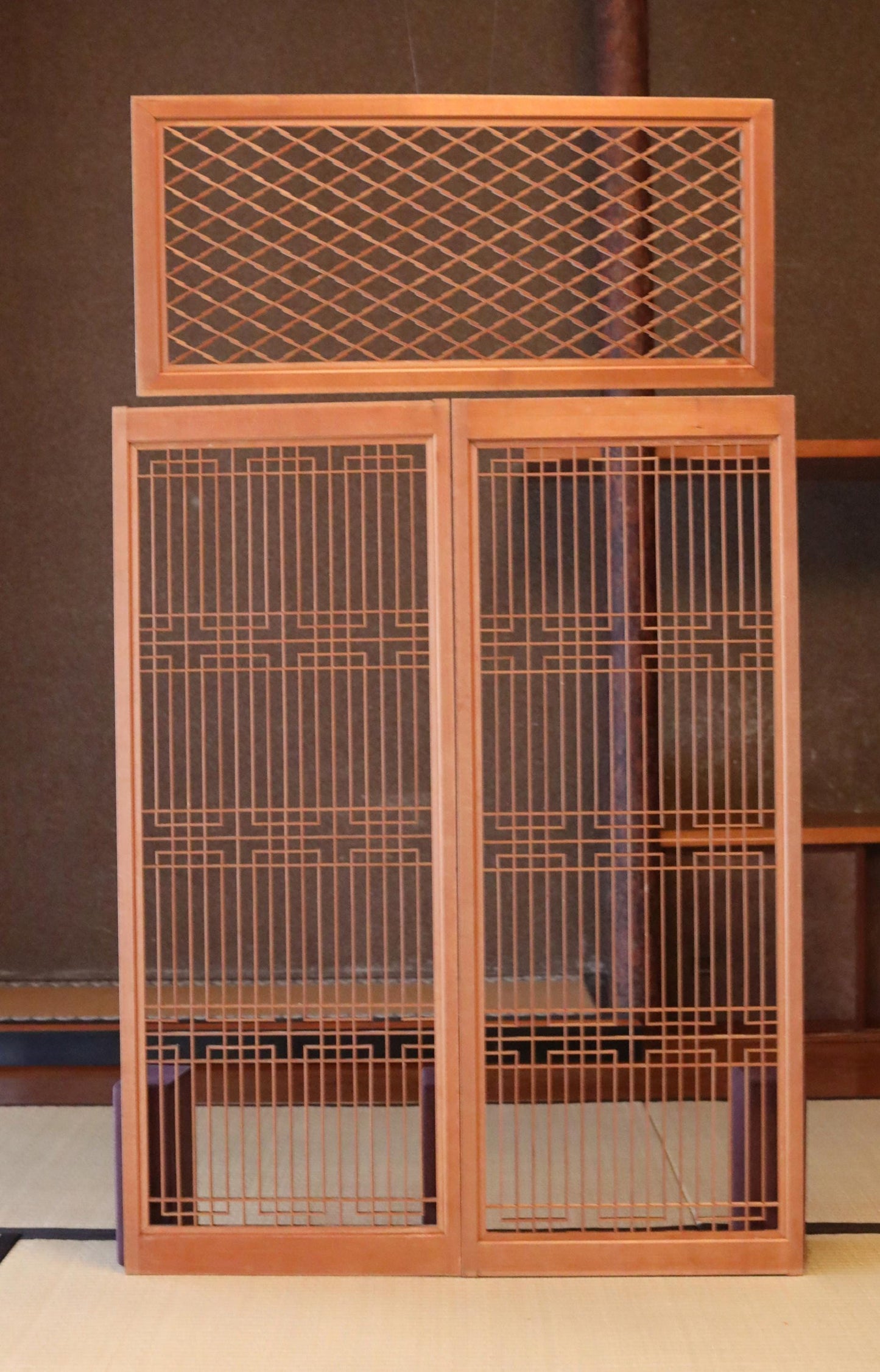 Kumiko Shoji Screen - Handmade Wood Art Japanese Room Divider | Vintage Lattice Panel
