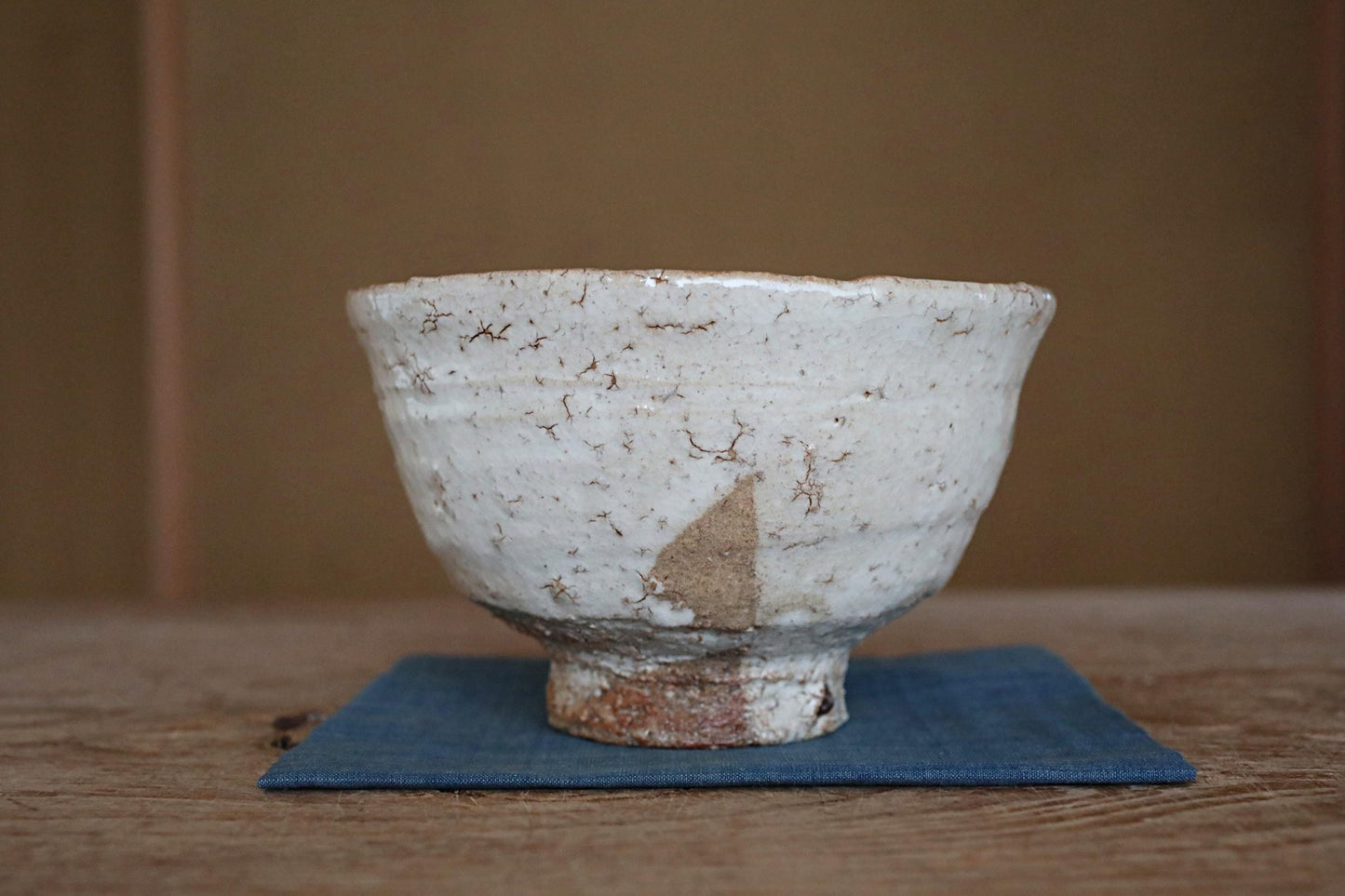Hagi Yaki Tea Bowl – Vintage Japanese Matcha Cup with Signed Wooden Box