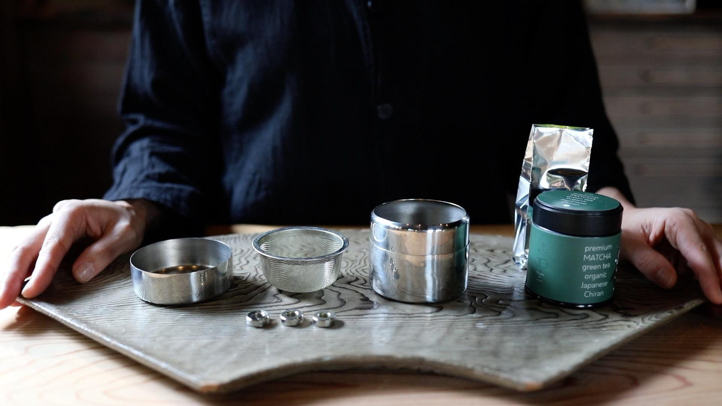 Organic Matcha Tea Set – Stainless Steel Canister & Sifter for Smooth, Clump-Free Matcha