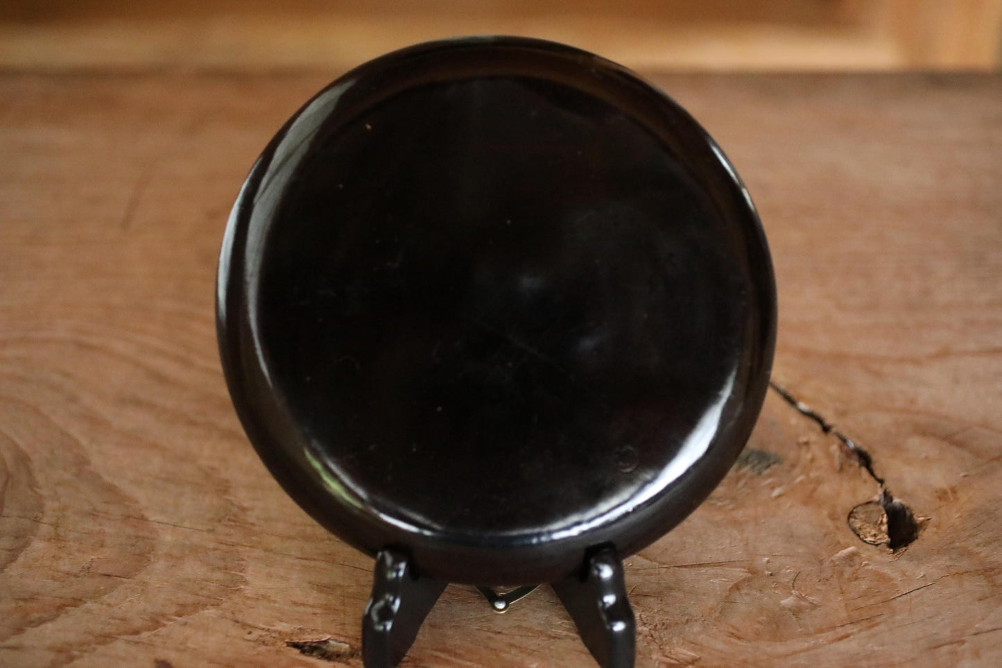 Antique Urushi Plates - Japanese Lacquerware Set of 4 with Gold Rim & Mitsu Tomoe Crest