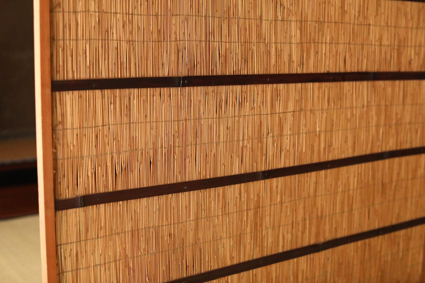 Japanese Reed Screen - Vintage Bamboo Shoji Divider | Woven Straw Panel
