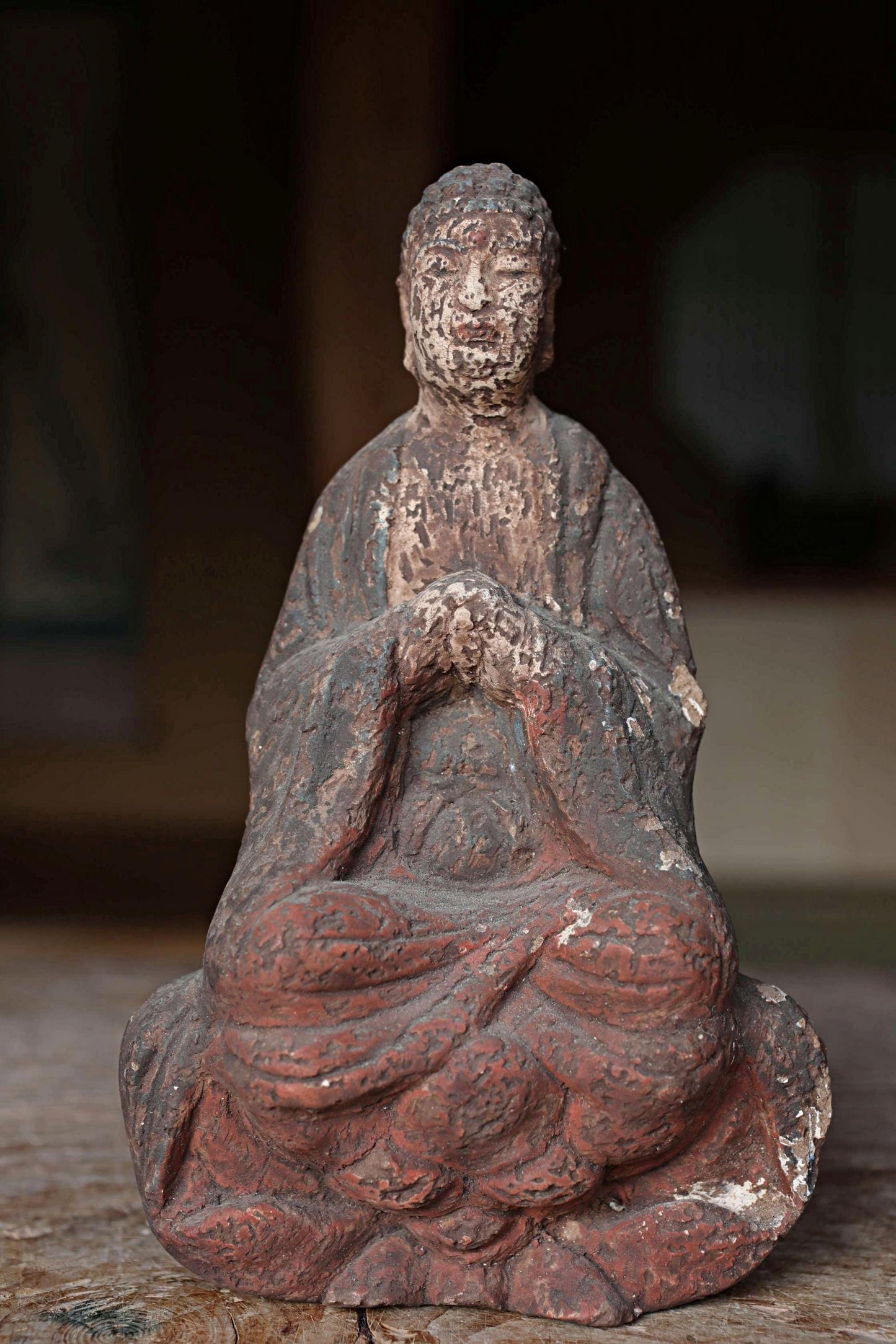 Antique Japanese Buddha - Wooden Amitabha Statue | 1700s Edo Period Sculpture