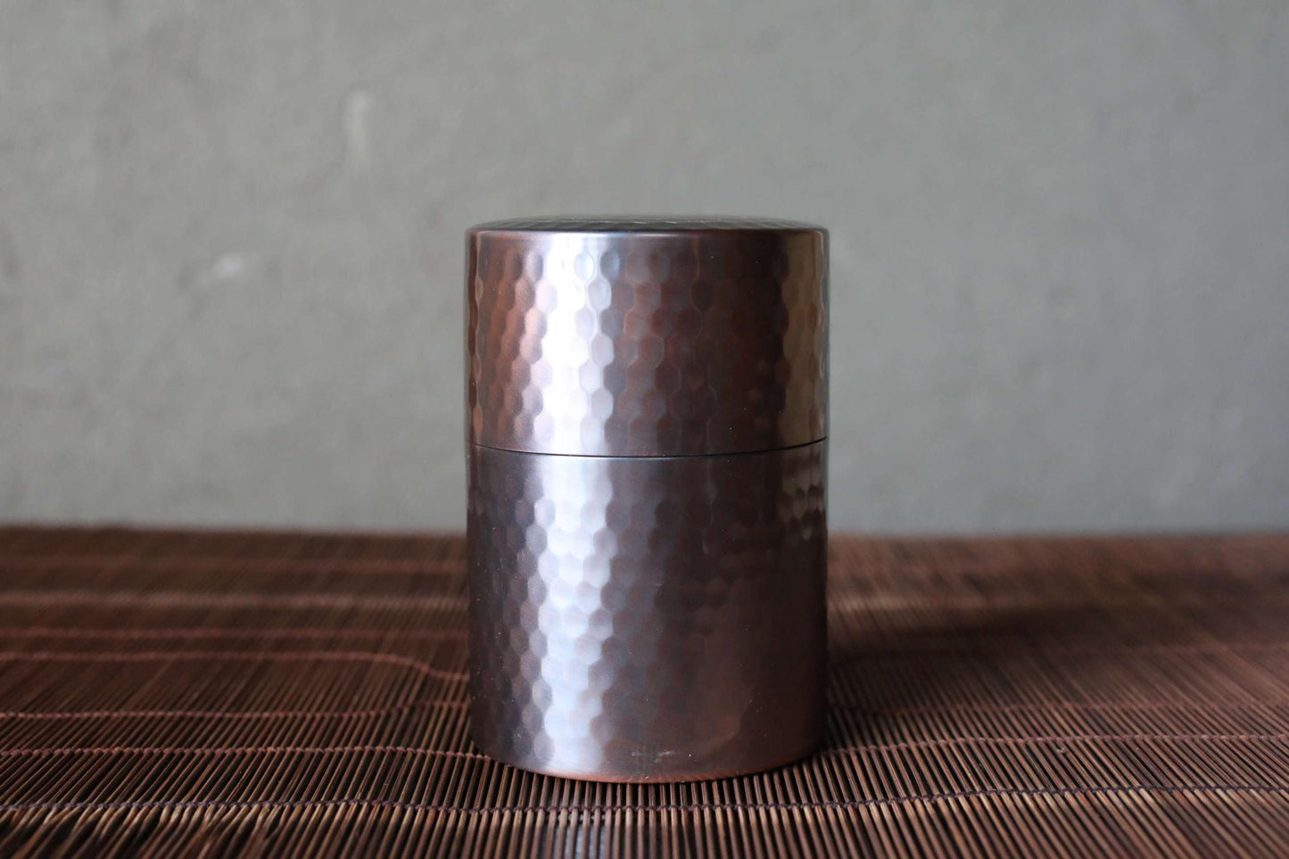 Hammered Copper Tea Caddy - Japanese Vintage Double Lid Artisan Storage Container