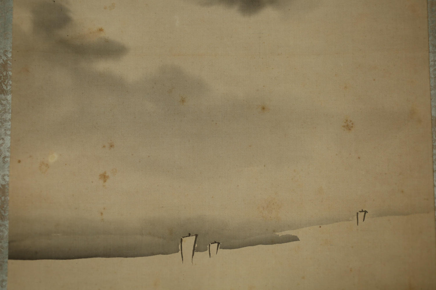 Japanese Ink Wash Scroll – Antique Mount Fuji Painting, Signed Kishinami Ryukei, Boxed Gift