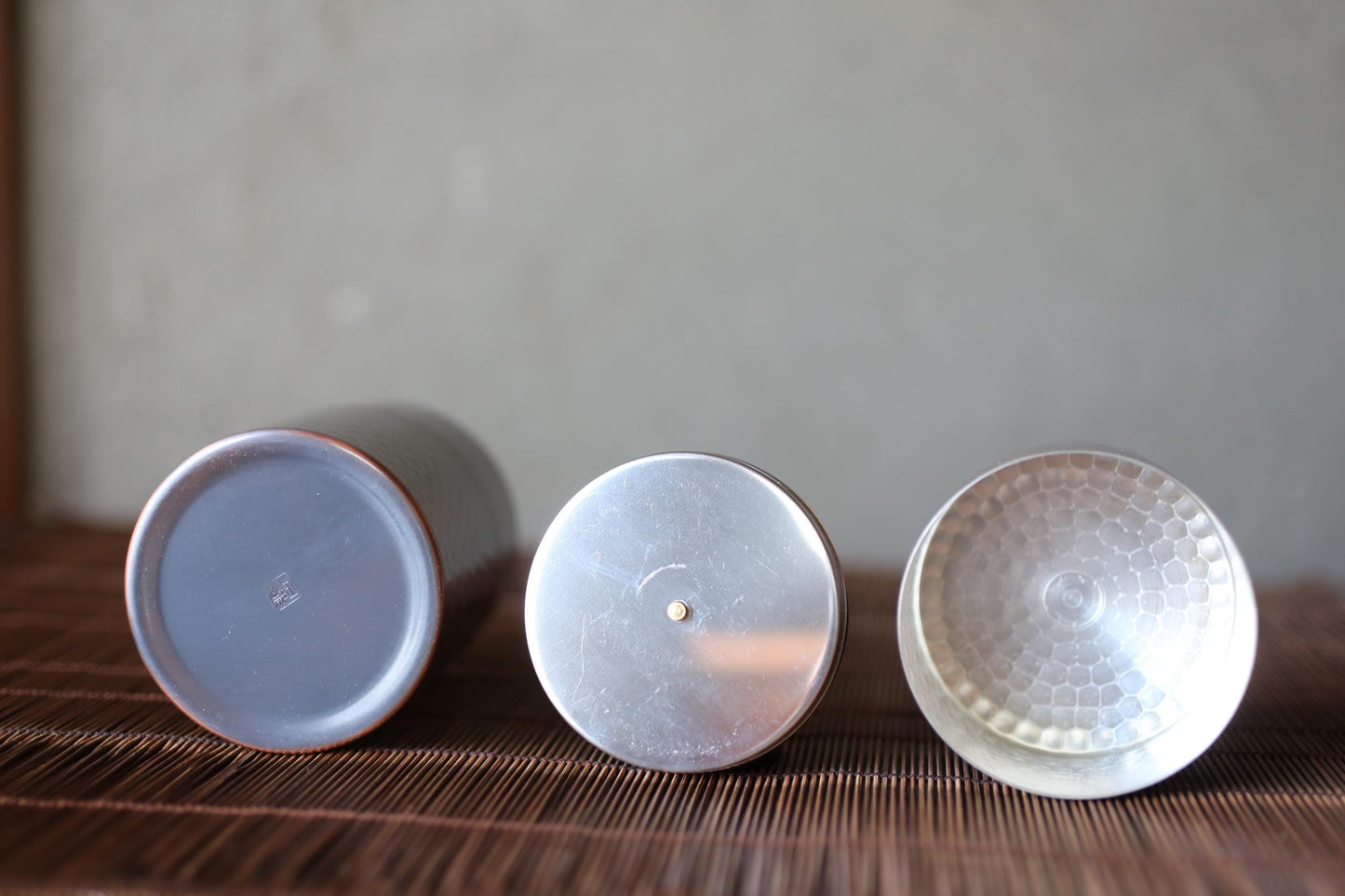 Hammered Copper Tea Caddy - Japanese Vintage Double Lid Artisan Storage Container