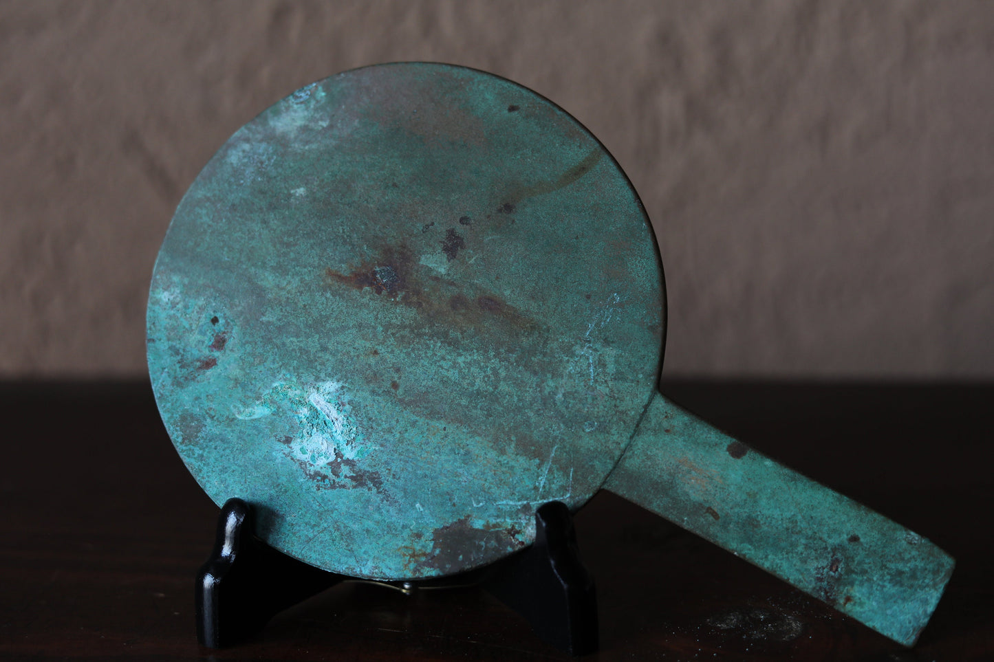 Antique Japanese Mirror - Bronze Hand Mirror With Wisteria Relief Design, Edo Period