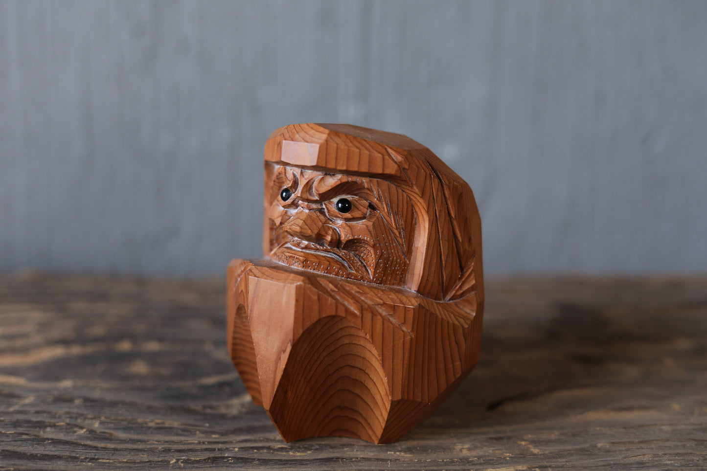 Hand Carved Daruma Doll - Vintage Japanese Wooden Figurine | Signed Artist Sculpture