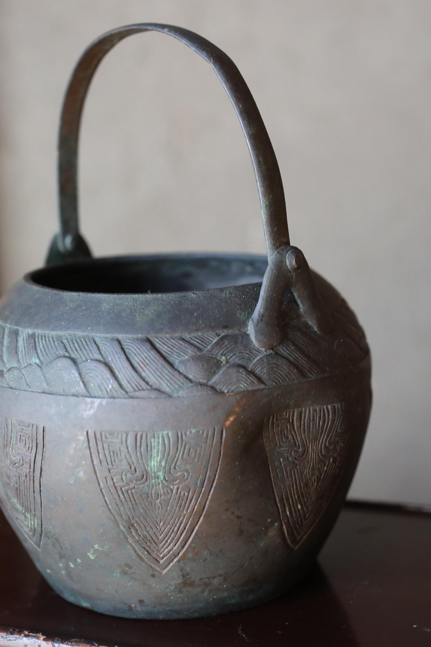 Antique Bronze Censer - Japanese Taotie Motif Incense Burner for Sacred Space