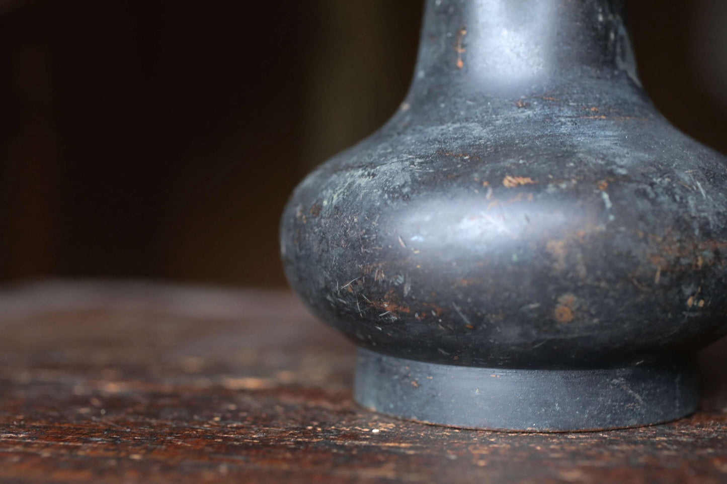 Japanese Bronze Vase - Antique Bronze Flower Vase with Stable Base for Ikebana