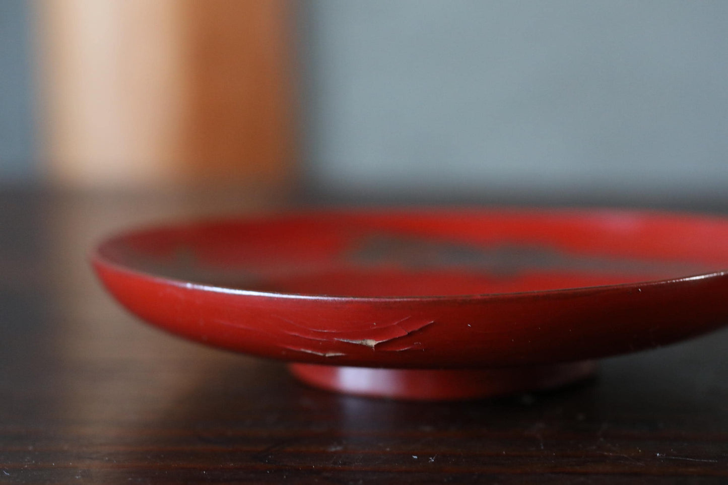 Japanese Lacquer Sake Cups - Antique Red Gold Maki-e Crane Design Set in Gift Box
