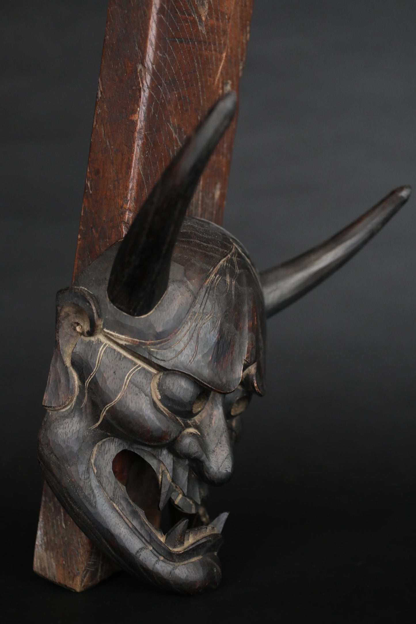 Hannya Mask - Hand Carved Wood Female Demon | Japanese Noh Theater Art Wall Decor