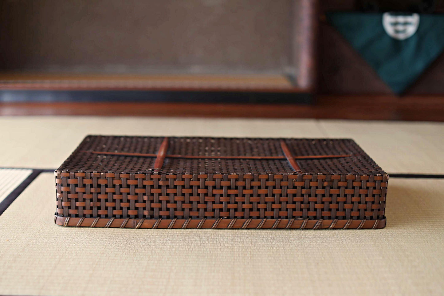 Antique Bamboo Basket - Vintage Japanese Kimono Obi Box | 1920s Woven Storage