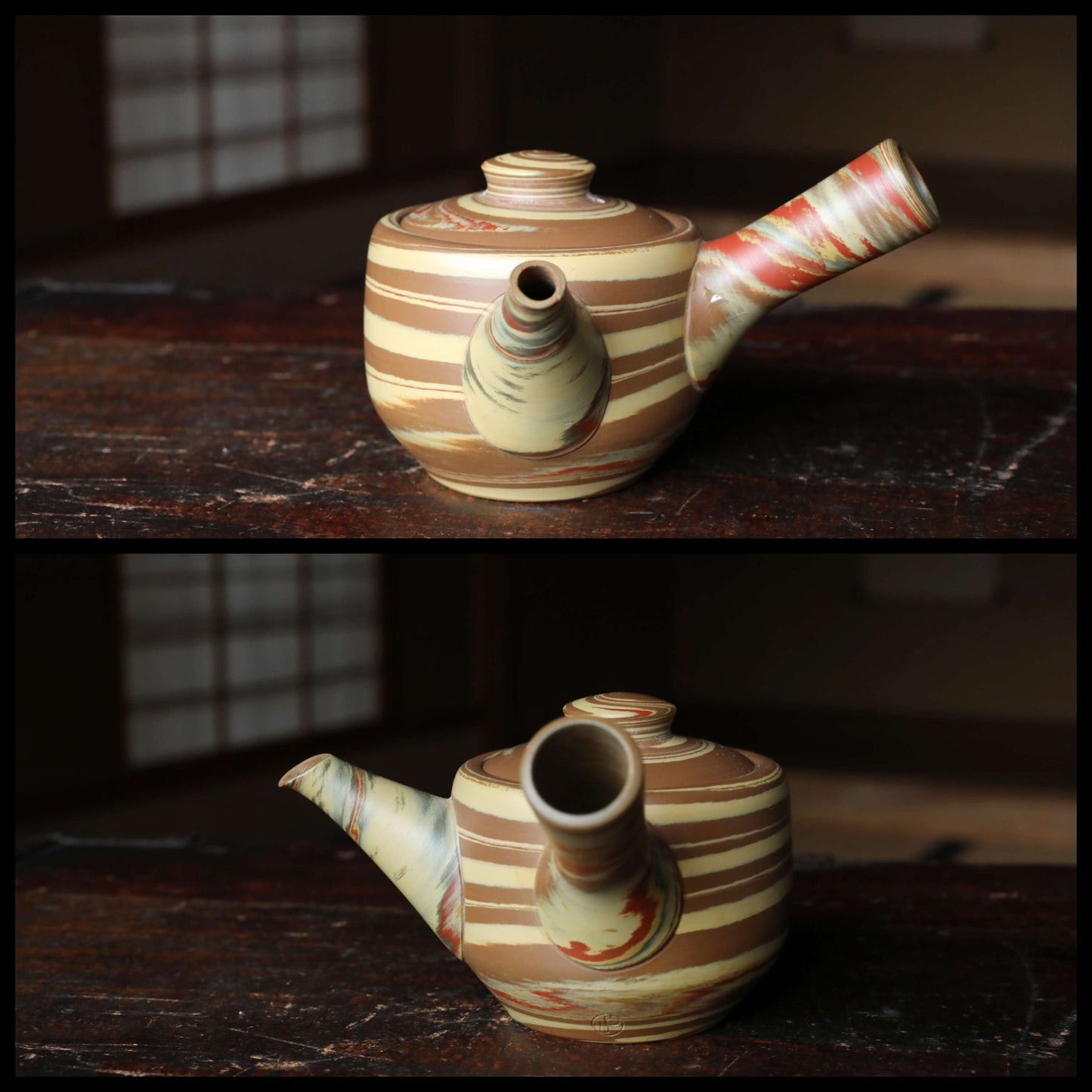 Vintage Japanese Tea Set – Handmade Ceramic Pot with Lid | Marble Glaze Sencha Teaware
