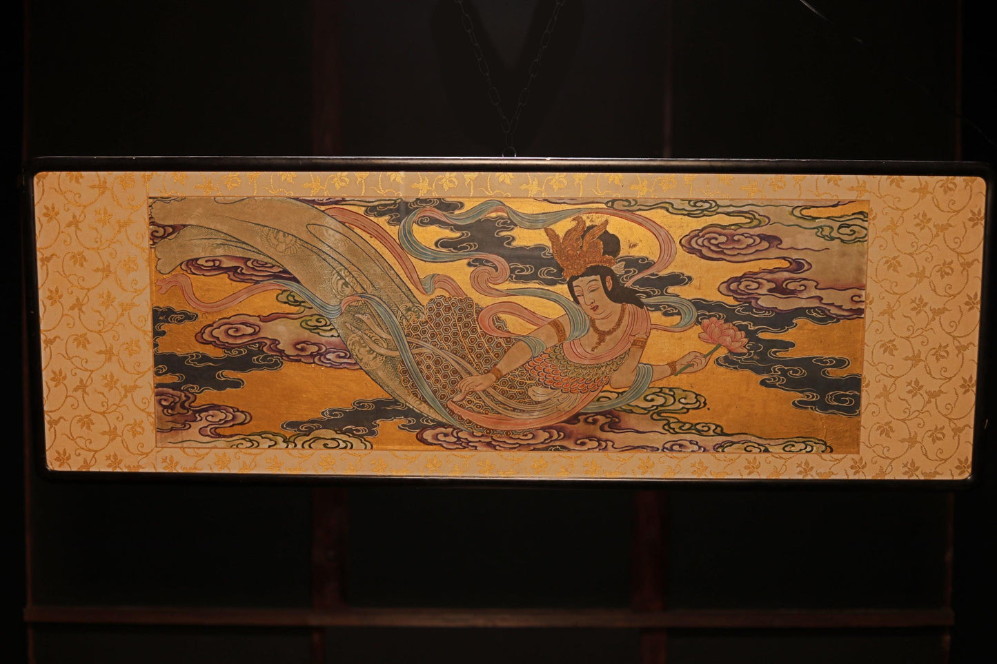 Japanese Antique Painting - Buddhist Wall Art Featuring Robe of Feathers | Ornate Wooden Frame