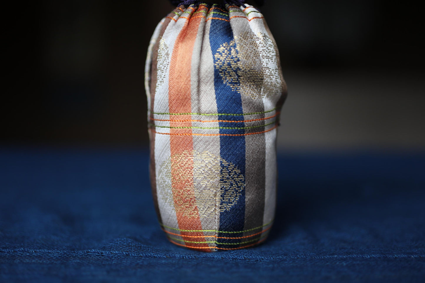 Japanese Matcha Caddy - Vintage Katatsuki Chaire with Silk Shifuku Bag for Tea Ceremony