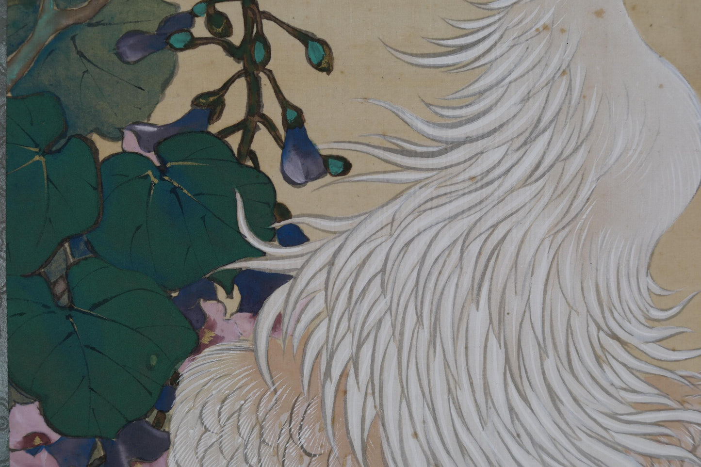 Japanese Antique Scroll Painting - Signed Kakejiku Artwork with Phoenix on Paulownia Silk Mounted Scroll