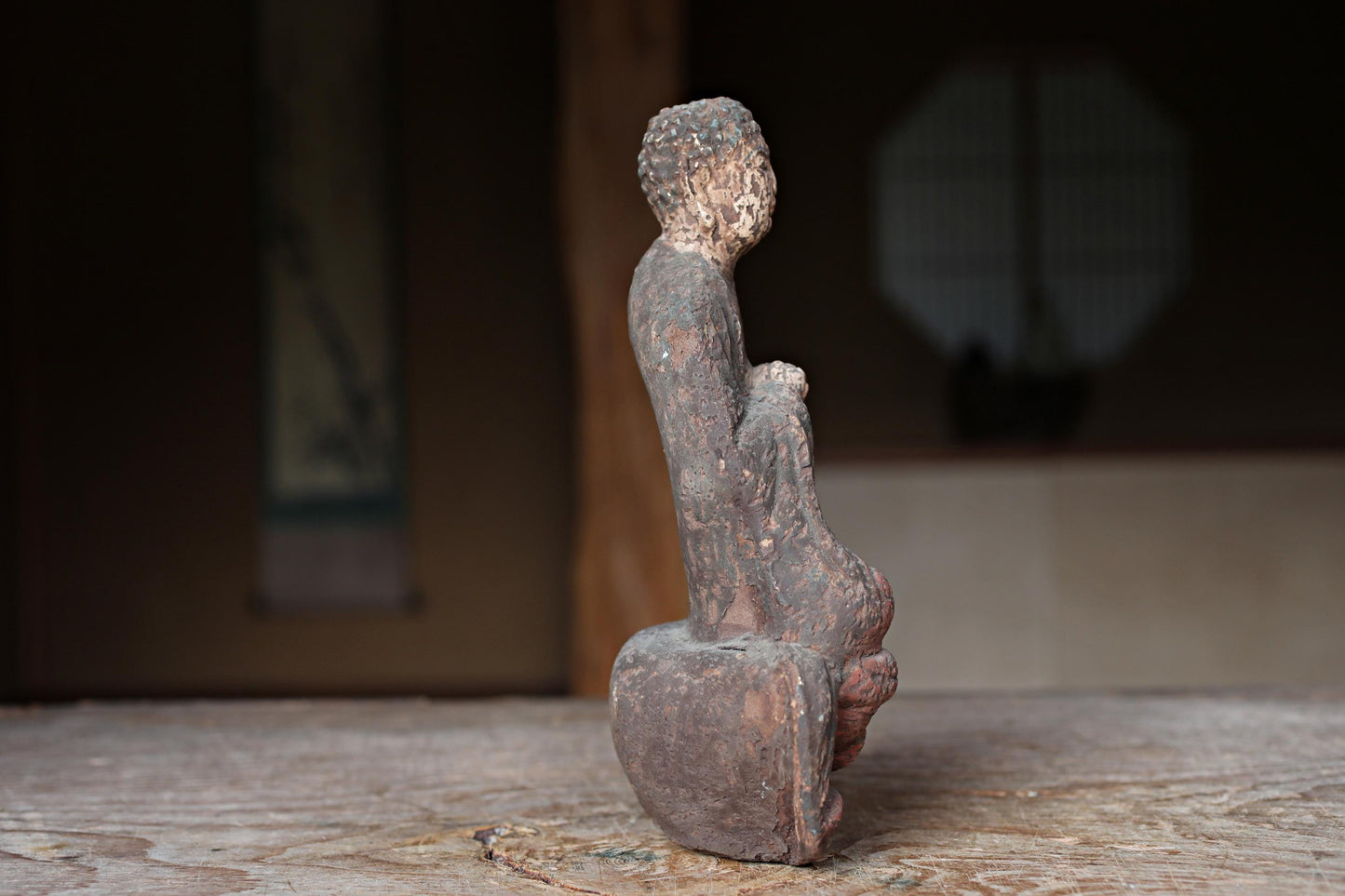 Antique Japanese Buddha - Wooden Amitabha Statue | 1700s Edo Period Sculpture