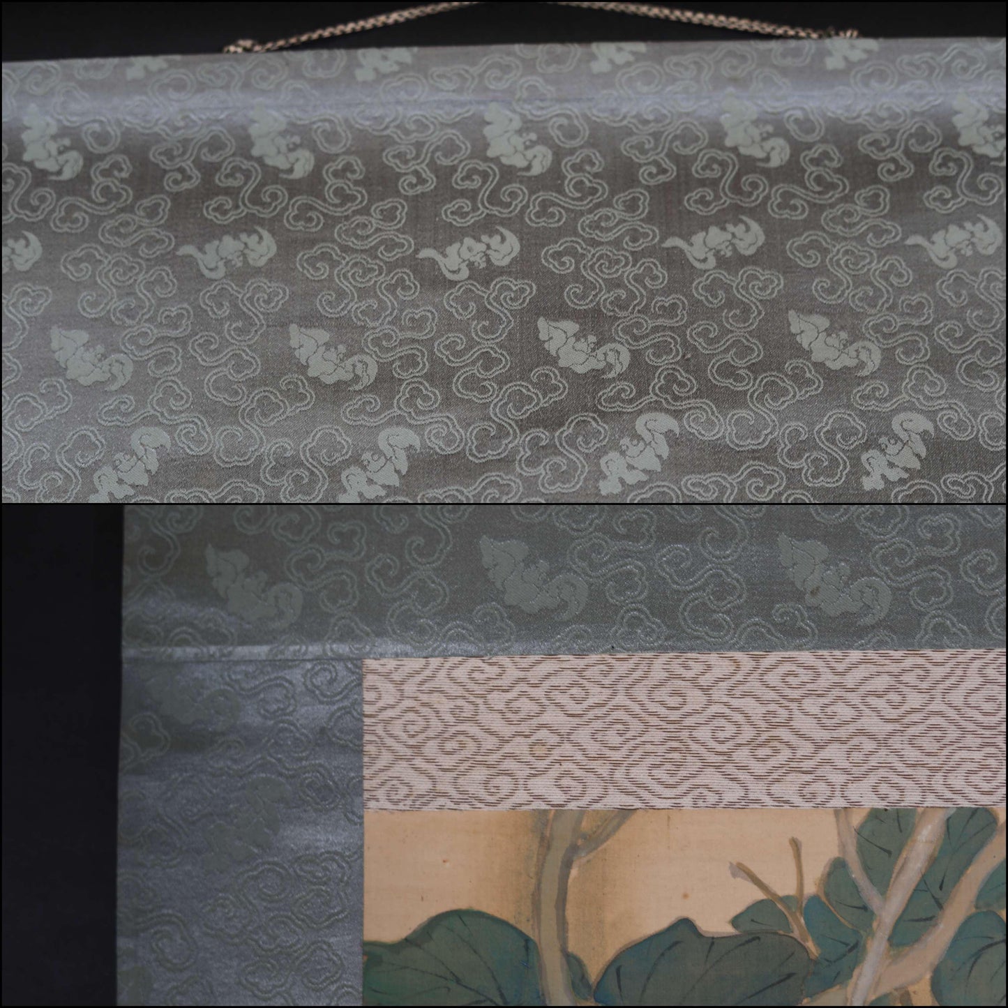 Japanese Antique Scroll Painting - Signed Kakejiku Artwork with Phoenix on Paulownia Silk Mounted Scroll