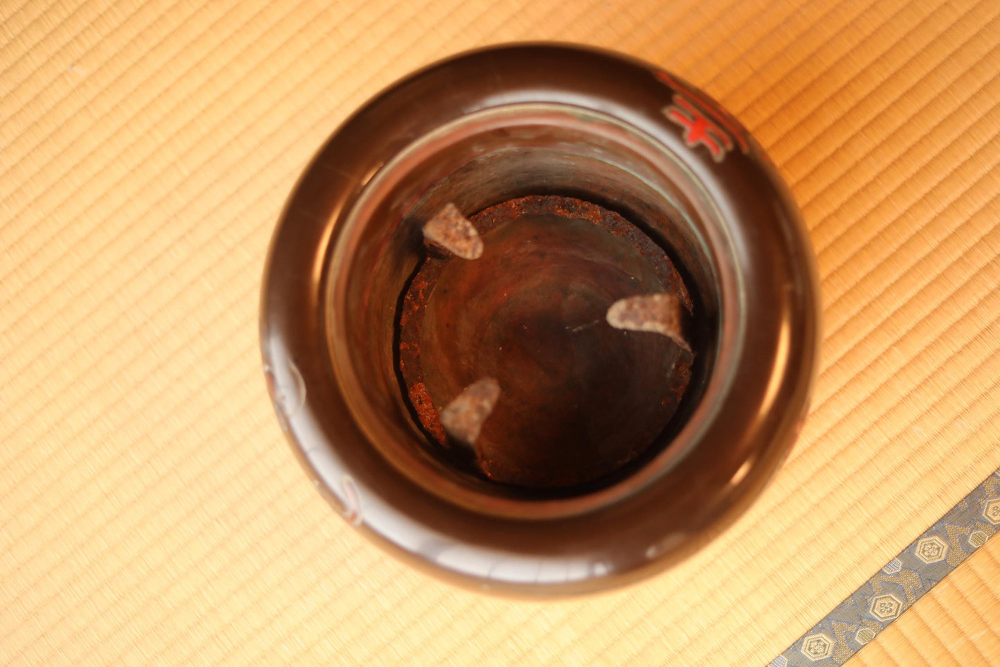 Antique Japanese Hibachi - Hand Carved Wooden Brazier Set With Kanji & Copper Lining