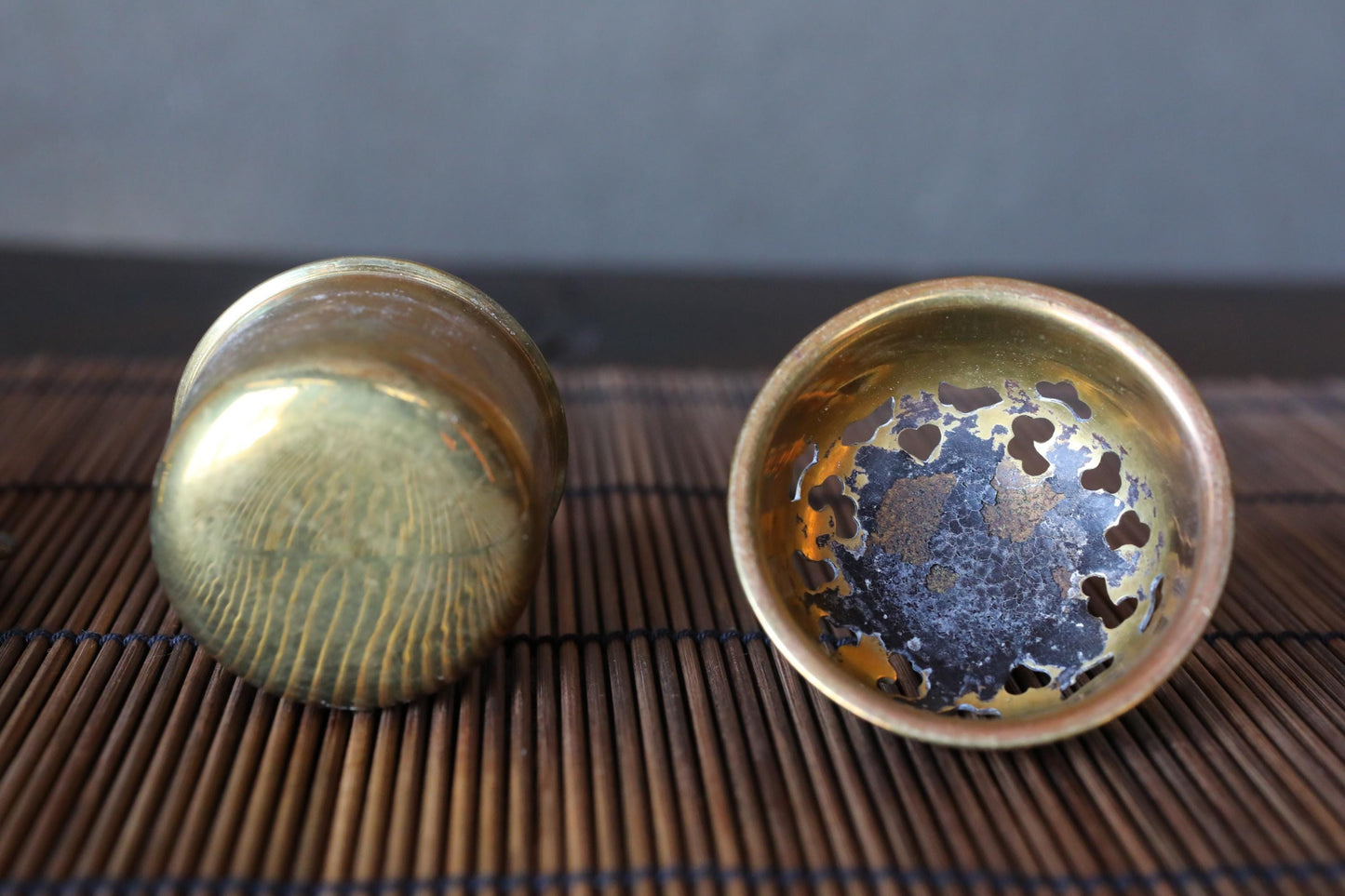 Antique Brass Censer - Buddhist Incense Burner With Lotus Flower Lid & Lion-Footed Design