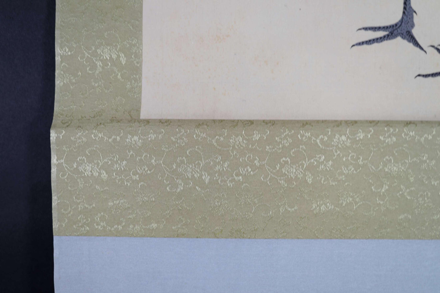 Japanese Hanging Scroll - Vintage Silk Mounted Painting of Pair of Cranes Artwork