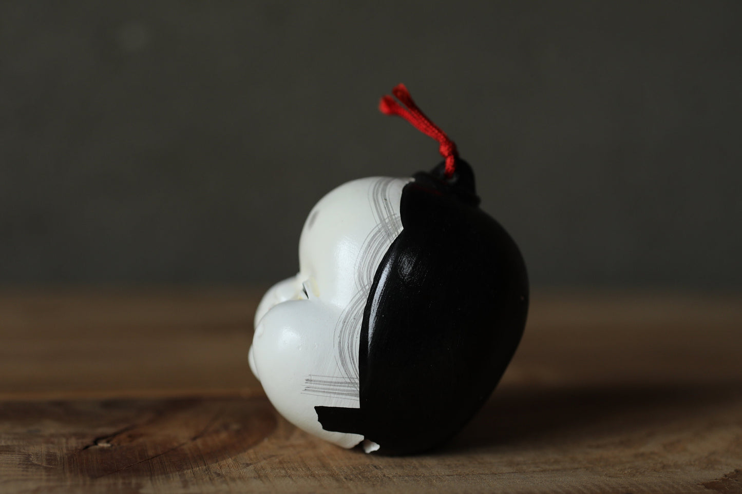 Vintage Pottery Bell – Japanese Small Bell With Okame Face Charm | Good Fortune Ornament