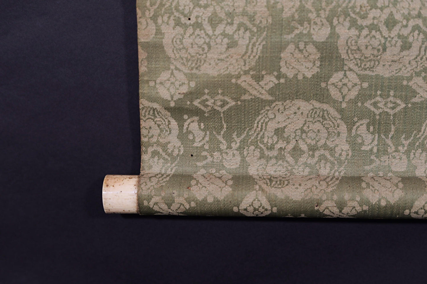 Antique Japanese Dragon Scroll – Edo Period Art | Rising Dragon Painting on Silk Brocade