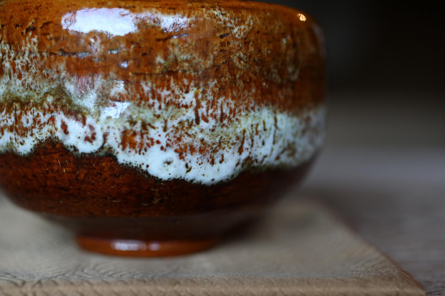 Japanese RAKU CHAWAN Handmade Matcha Tea Cup Bowl - Traditional Tea Ceremony Pottery with Kanji Signature Box