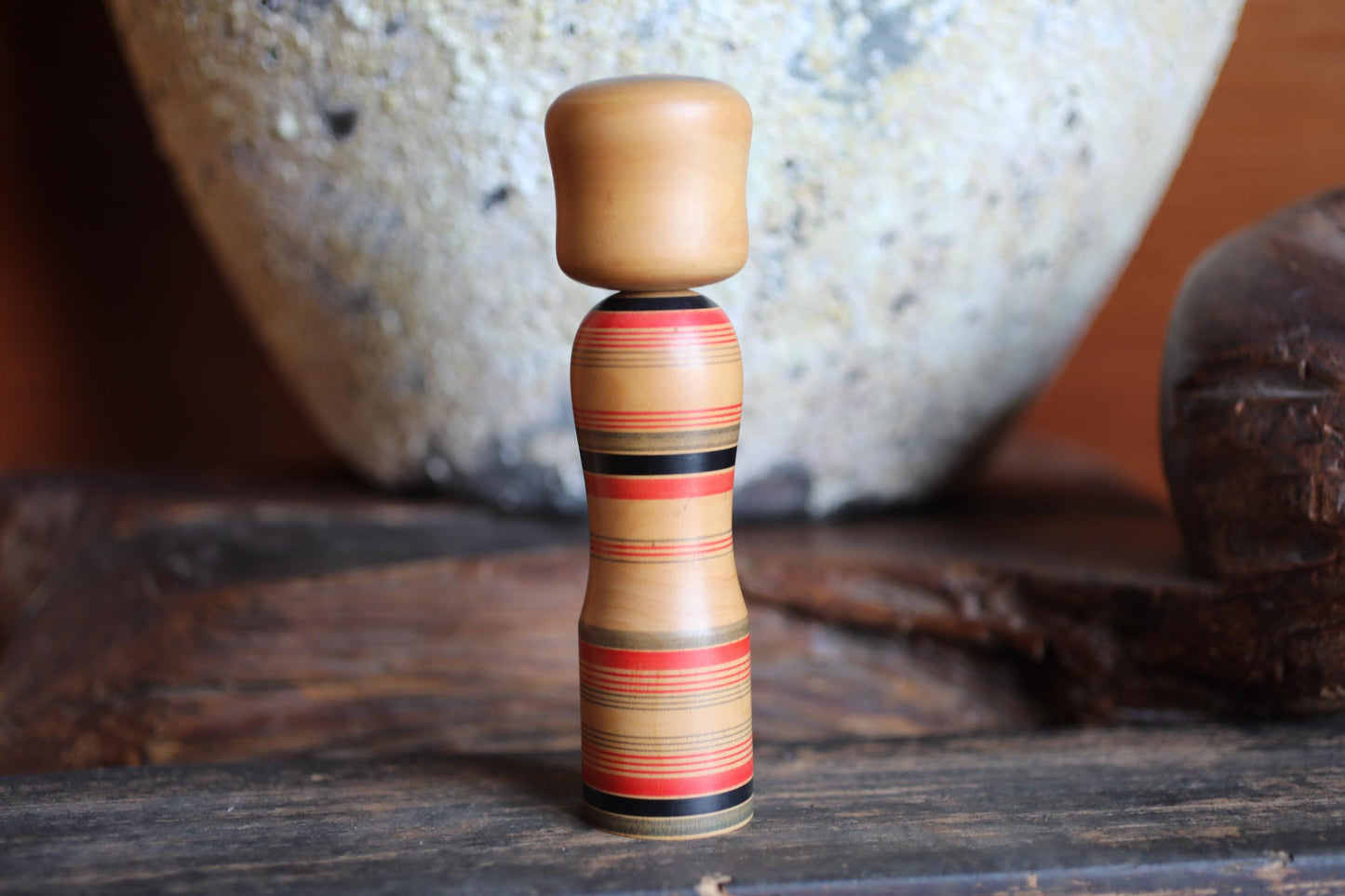 Japanese Vintage Wooden Doll – Traditional Kokeshi Figurine With Cute Tilted Head