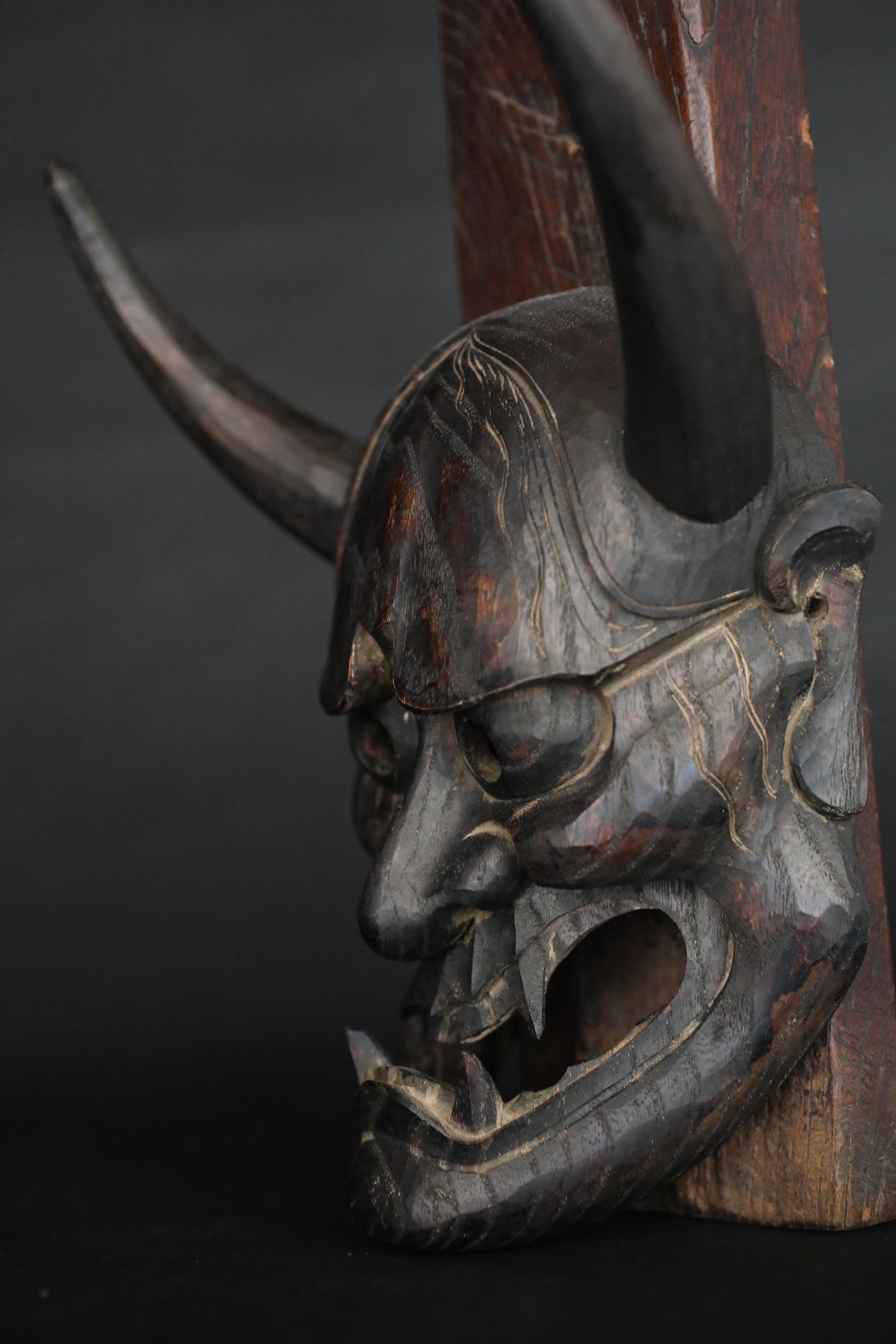 Hannya Mask - Hand Carved Wood Female Demon | Japanese Noh Theater Art Wall Decor
