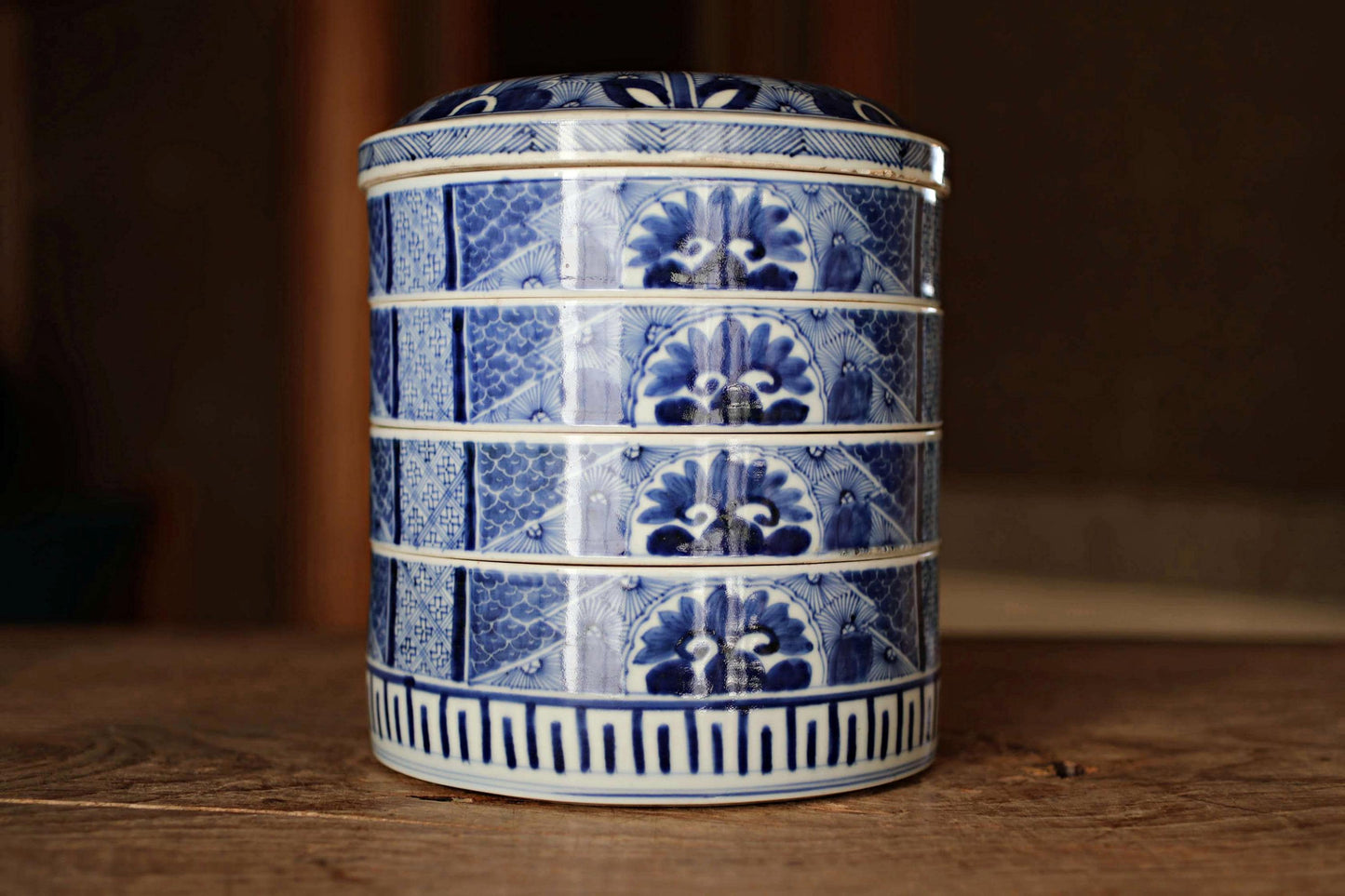 Antique Jubako Box - Japanese Porcelain Three-Tiered Edo Period Container