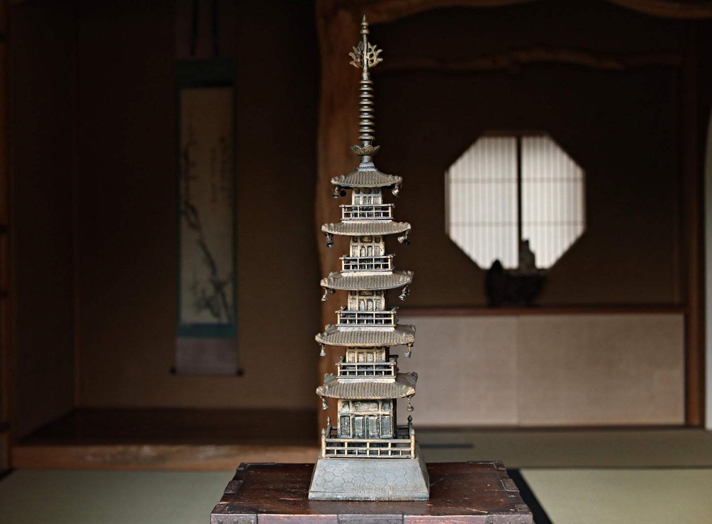 Large Cast Iron Pagoda - Five-Storied Japanese Garden Statue | Solid Iron Sculpture