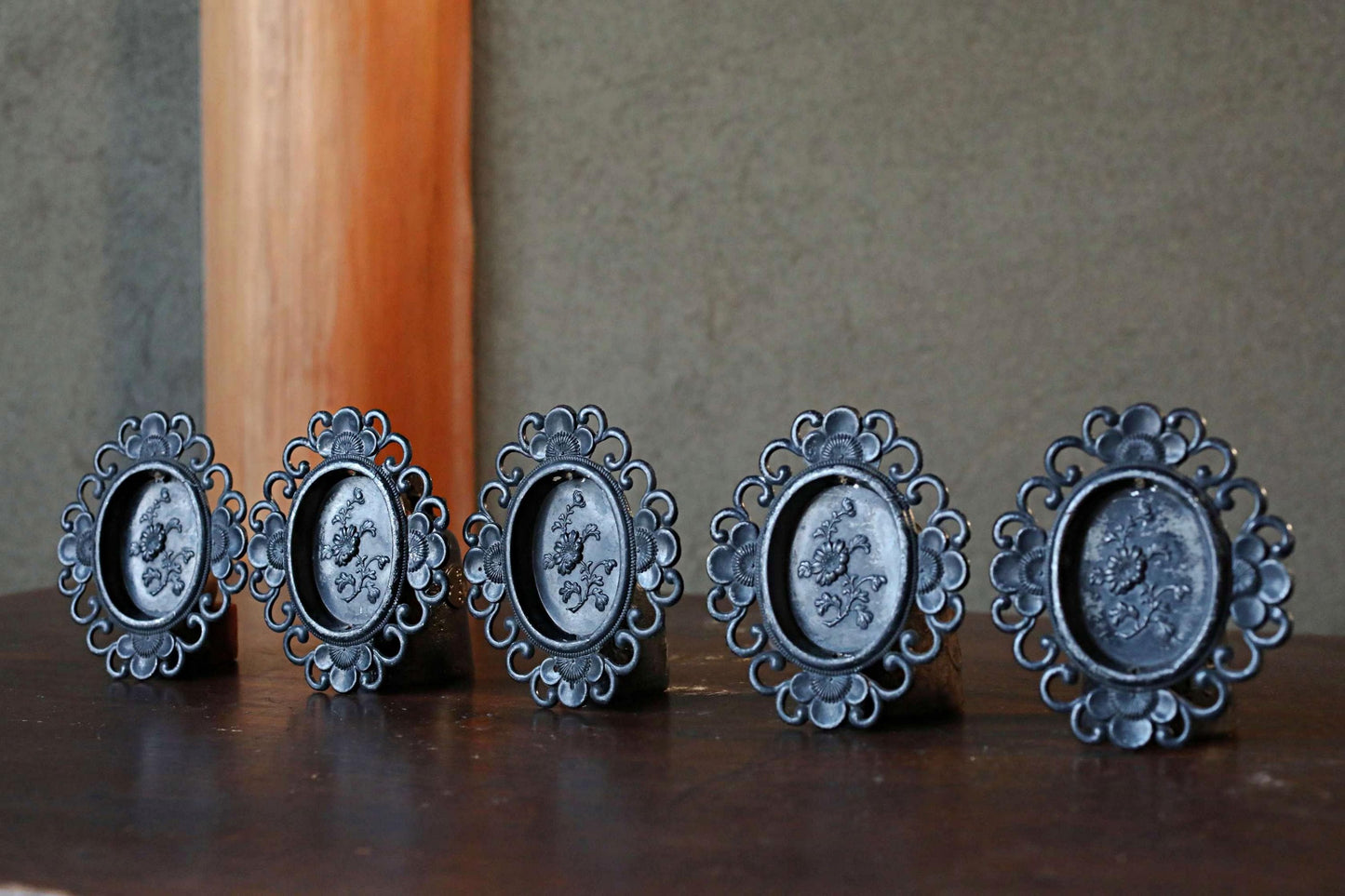 Antique Fusuma Handles | Vintage Japanese Hardware - Ornate Bronze Sliding Door Pulls Set