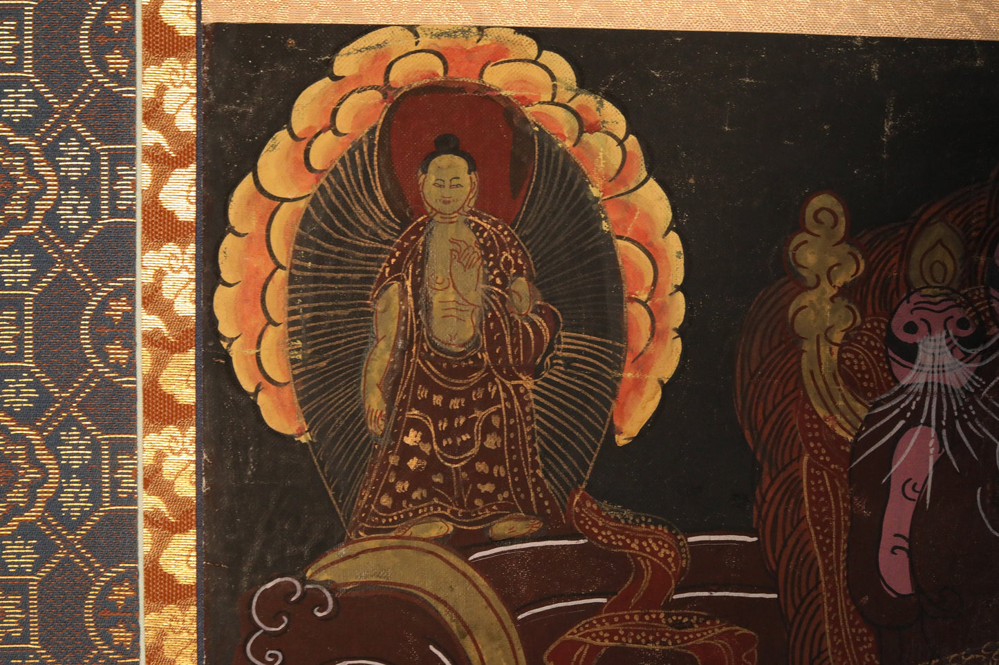 Japanese Antique Scroll - Tibetan Mandala Art | Silk Kakejiku Buddhist Temple Painting