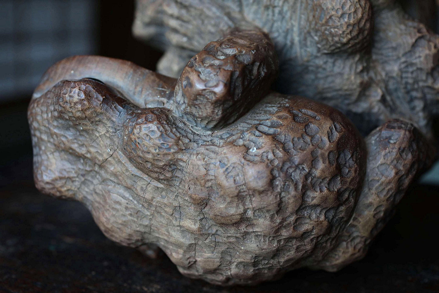 Vintage Wooden Frog - Japanese Hand Carved Kaeru Sculpture | Rustic Wood Animal Doll