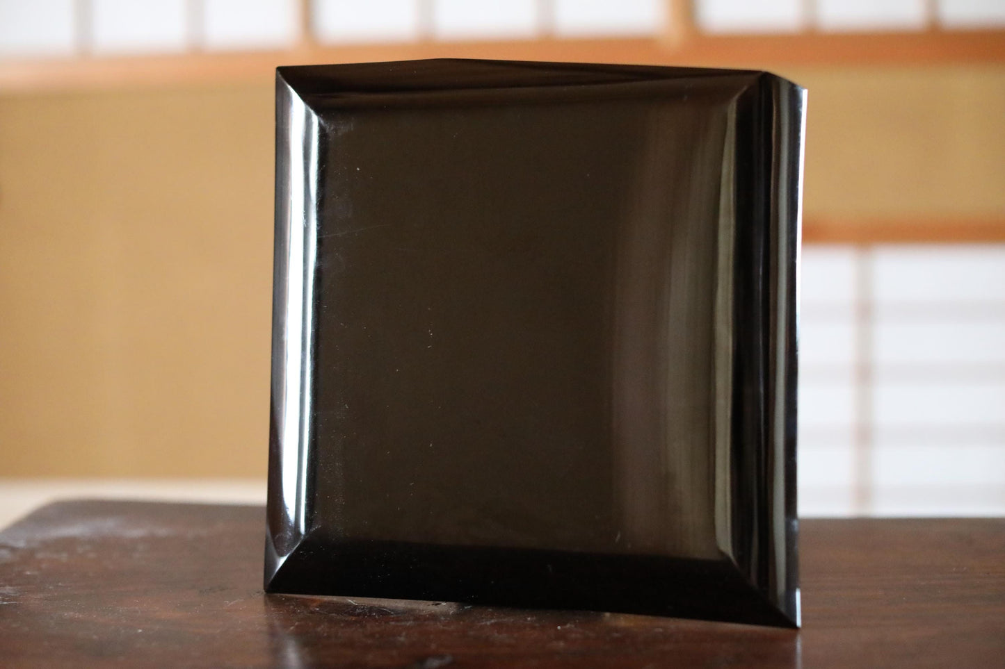 Japanese Lacquer Tray - Antique Black Urushi Tray with Makie Gold Pampas Grass Design