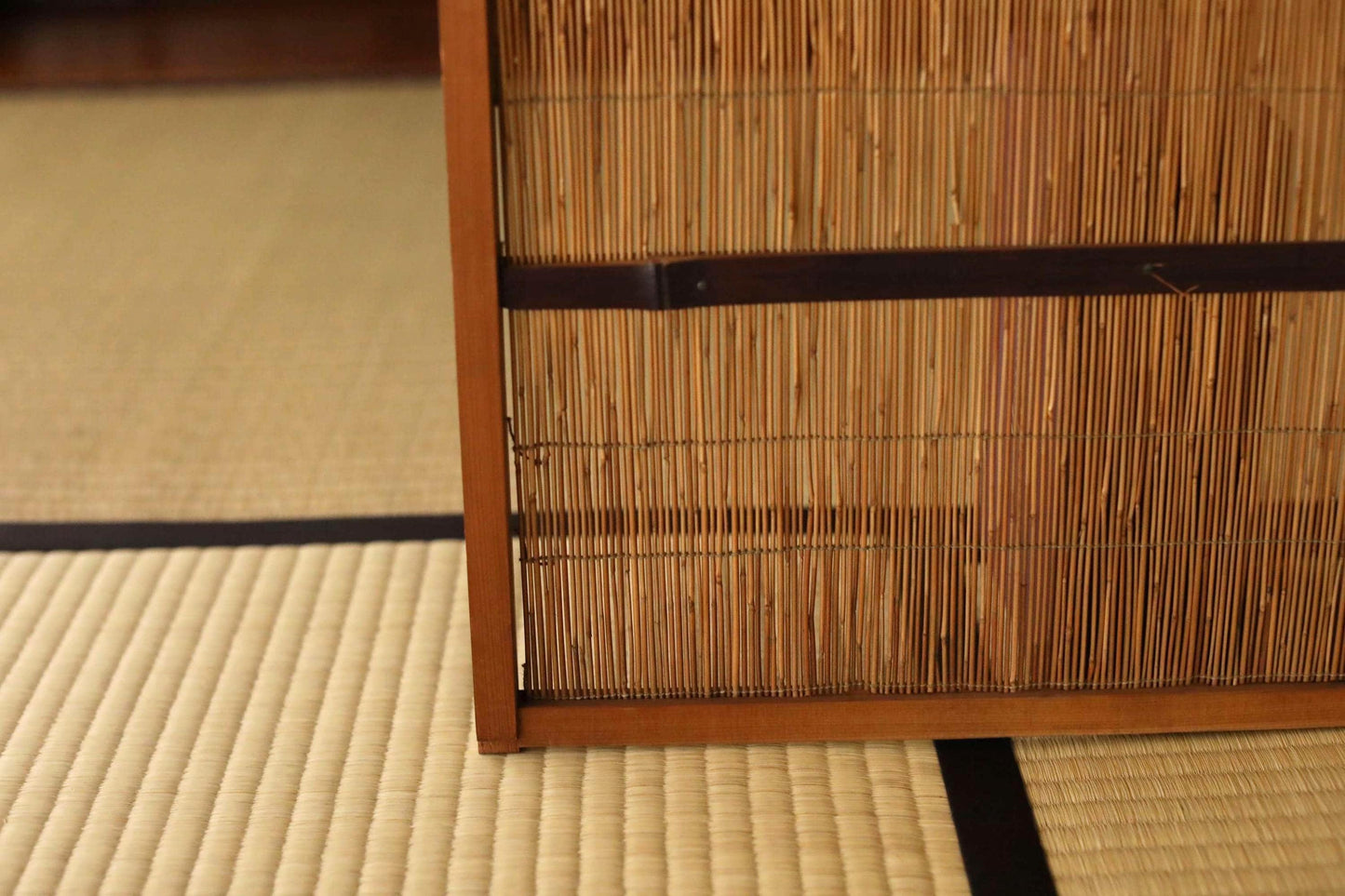 Japanese Reed Screen - Vintage Bamboo Shoji Divider | Woven Straw Panel