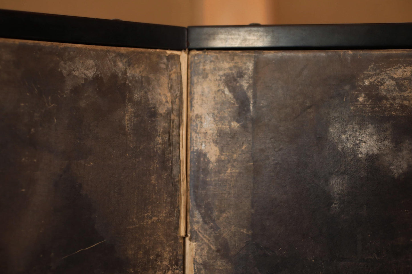 Japanese Antique Byobu Folding Screen - Tale of Genji Art, Gold & Silver Leaf, 17th Century Paravent