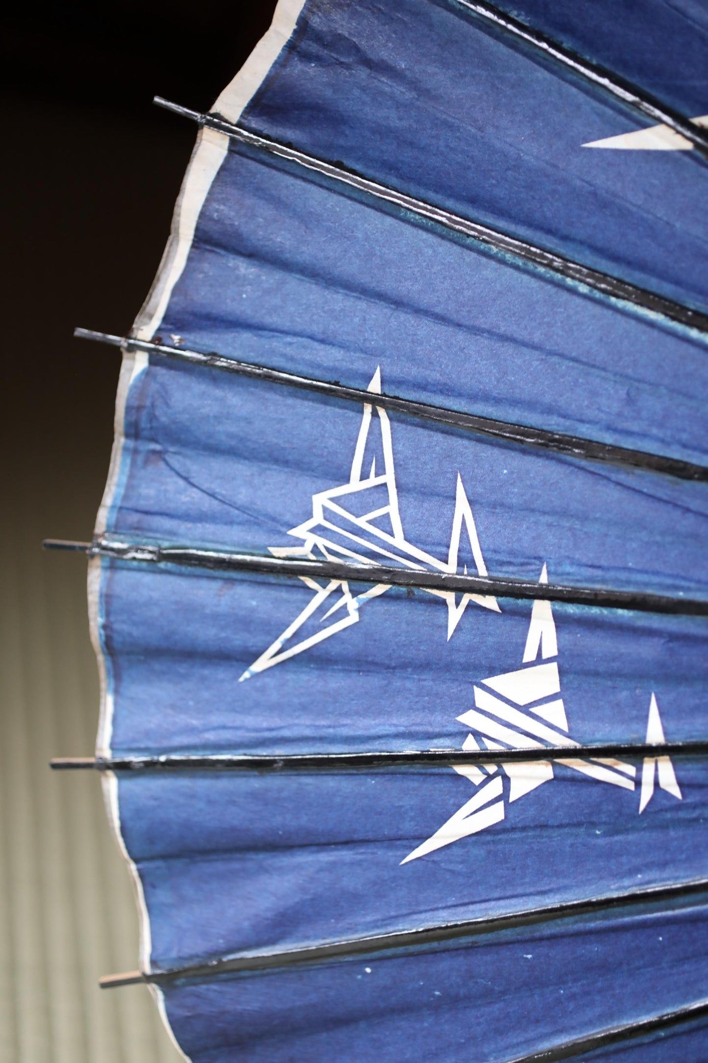 Japanese Bangasa Umbrella - Vintage Paper Parasol with Origami Crane Design & Bamboo Craft
